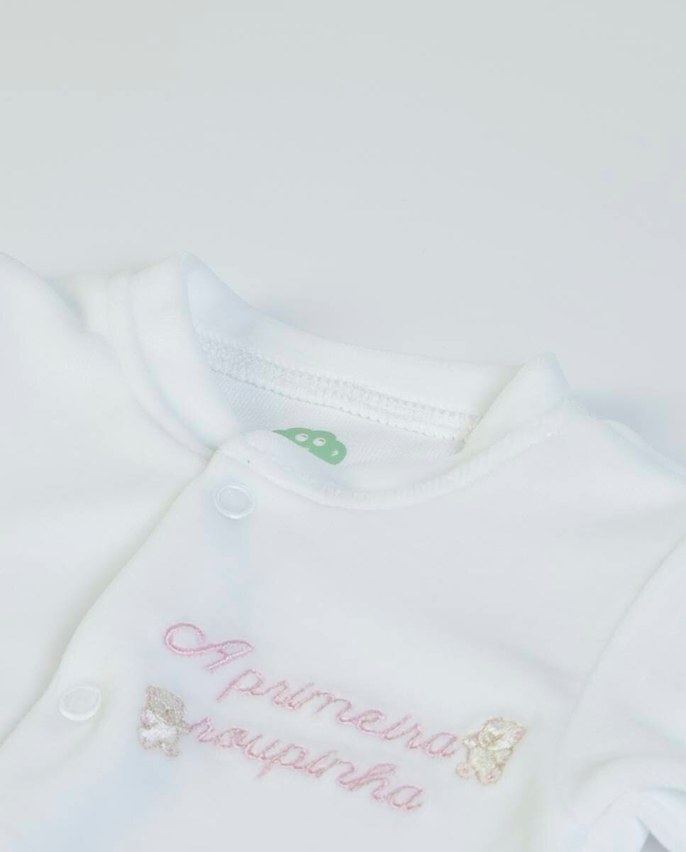 Babygrow "A Primeira Roupinha" em veludo FS Baby Branco-2