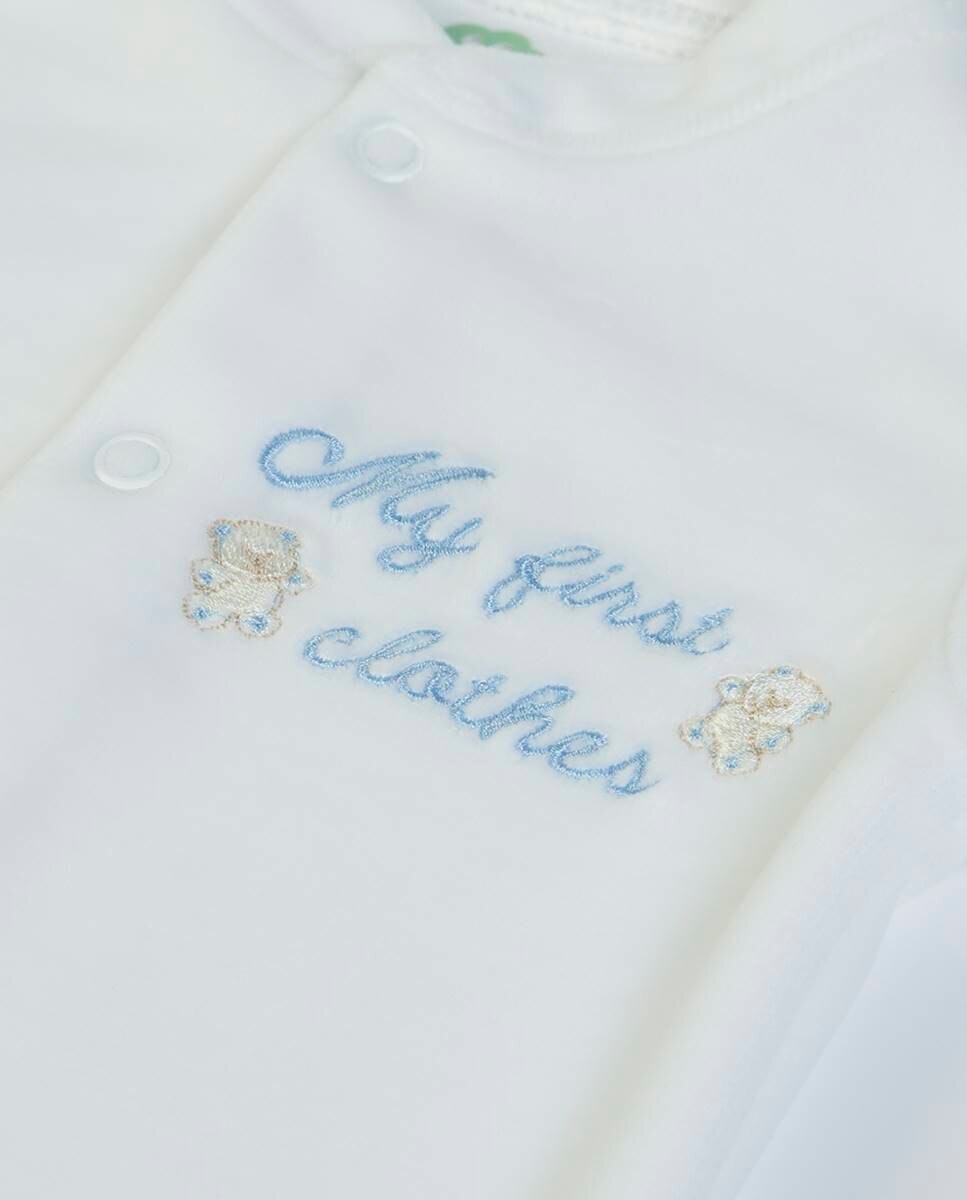 Babygrow "My First Clothes" em veludo FS Baby Branco-3