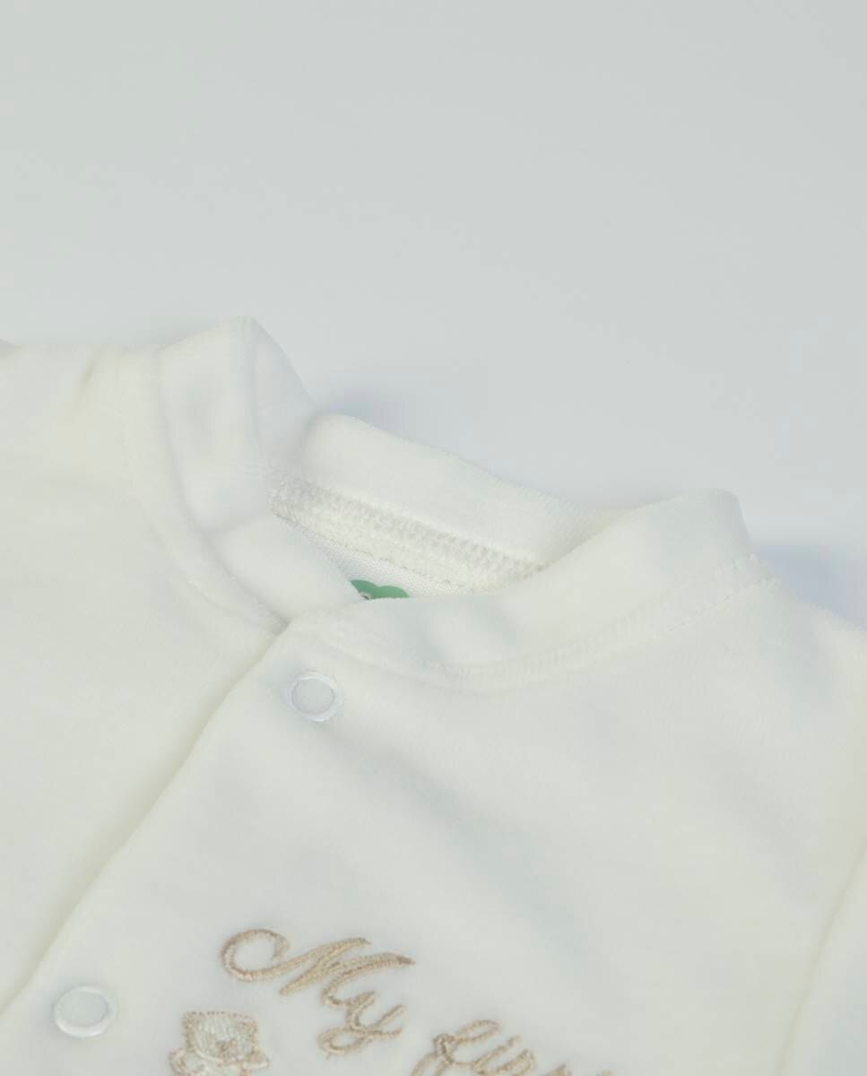 Babygrow "My First Clothes" em veludo orgânico FS Baby Pérola-2