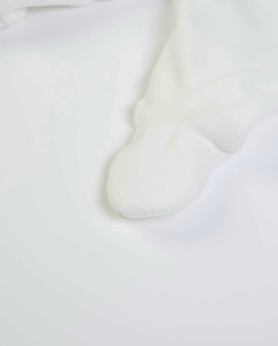 Babygrow "My First Clothes" em veludo orgânico FS Baby Pérola-5