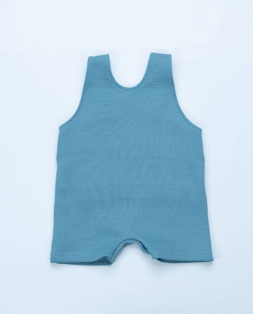 Conjunto de jardineira em felpa e t-shirt em algodão FS Baby Azul-5