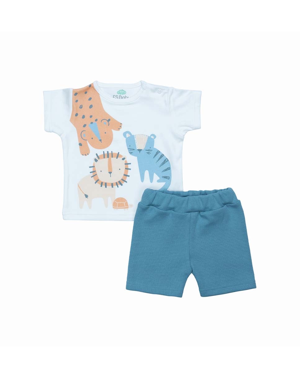 Imagem 0 de Conjunto de t-shirt em algodão e calções em felpa