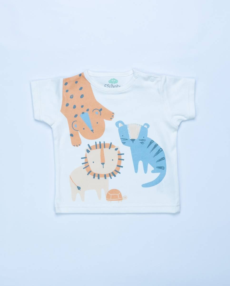 Conjunto de t-shirt em algodão e calções em felpa FS Baby Azul-3