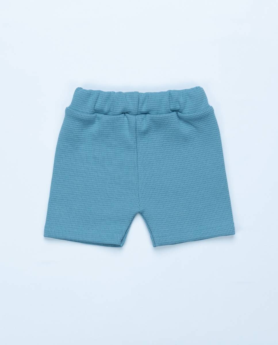 Conjunto de t-shirt em algodão e calções em felpa FS Baby Azul-6