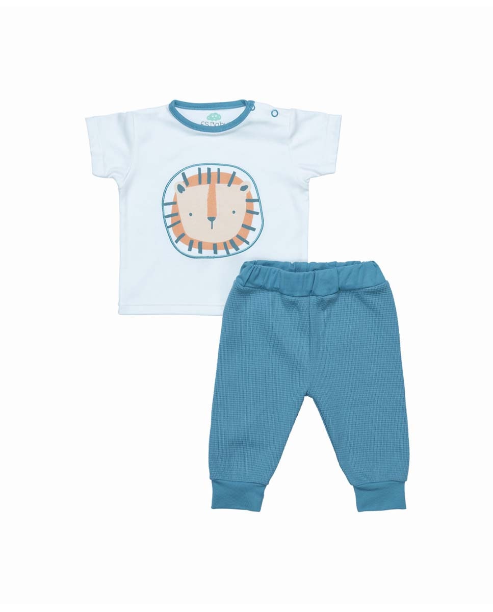 Imagem 0 de Conjunto de t-shirt em algodão e calças em felpa