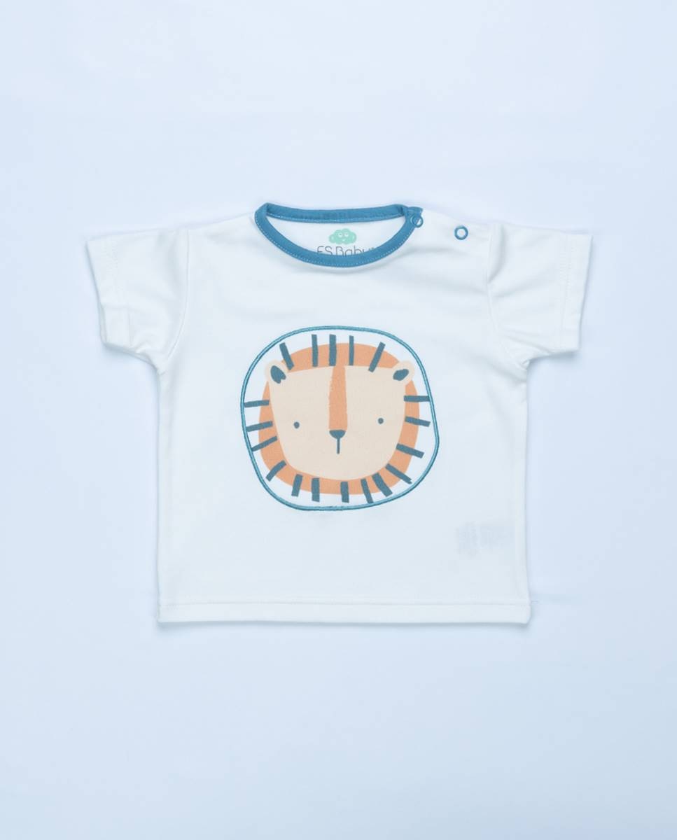 Conjunto de t-shirt em algodão e calças em felpa FS Baby Azul-2