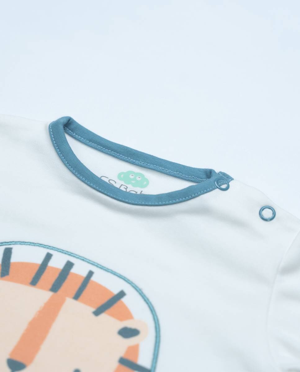 Conjunto de t-shirt em algodão e calças em felpa FS Baby Azul-3