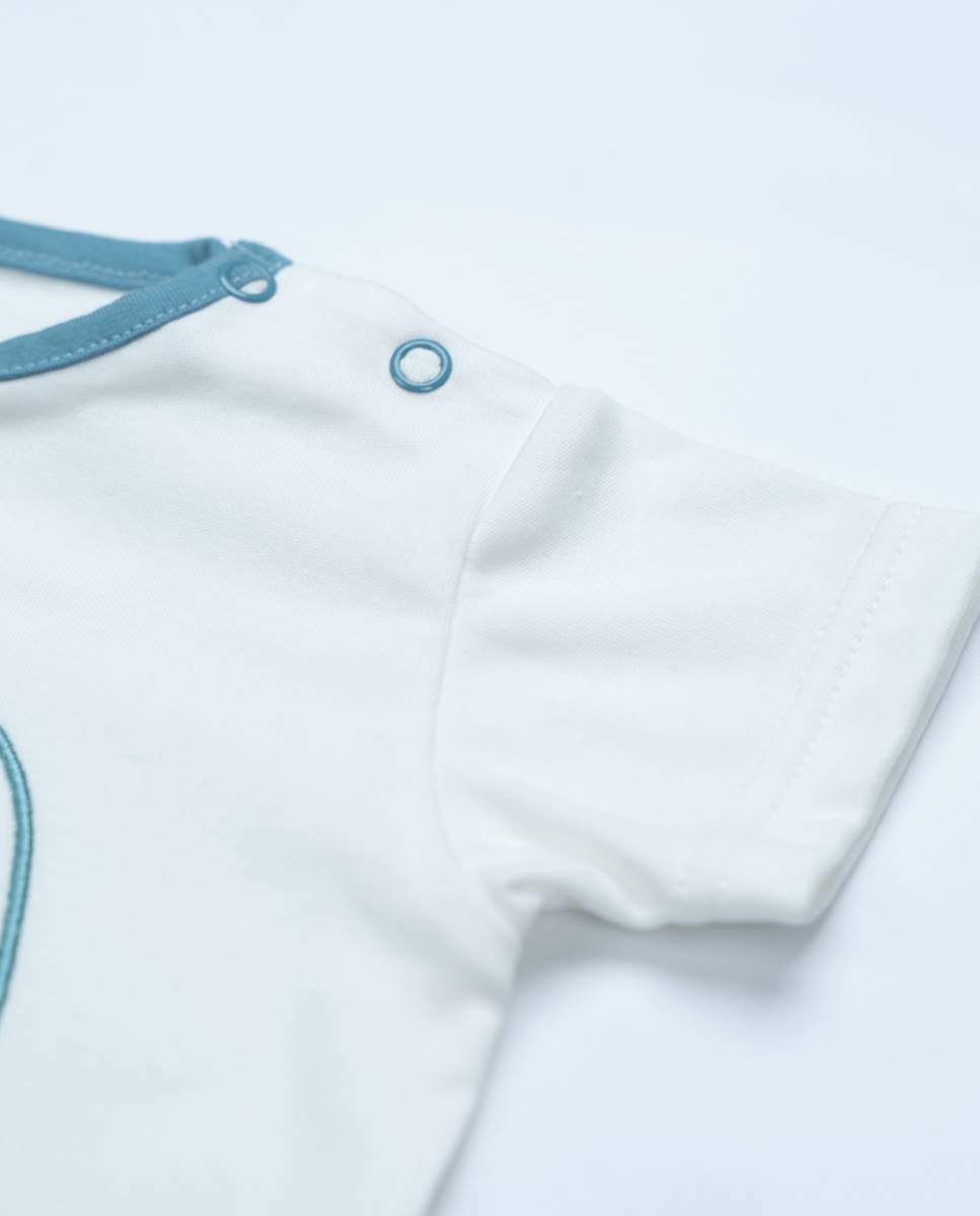 Conjunto de t-shirt em algodão e calças em felpa FS Baby Azul-5