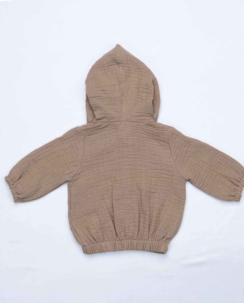 Casaco em musseline com capuz FS Baby Taupe-6