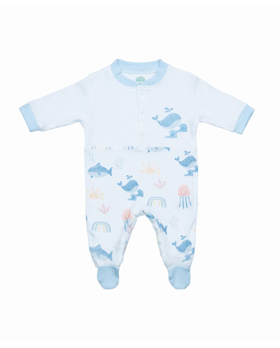Babygrow em algodão canelado FS Baby Azul-claro-1