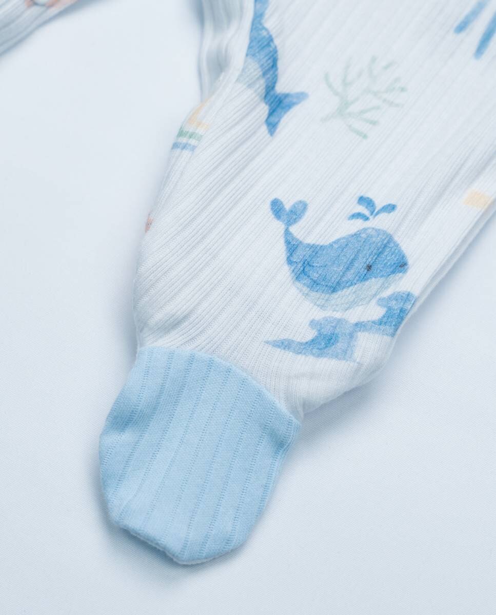 Babygrow em algodão canelado FS Baby Azul-claro-4