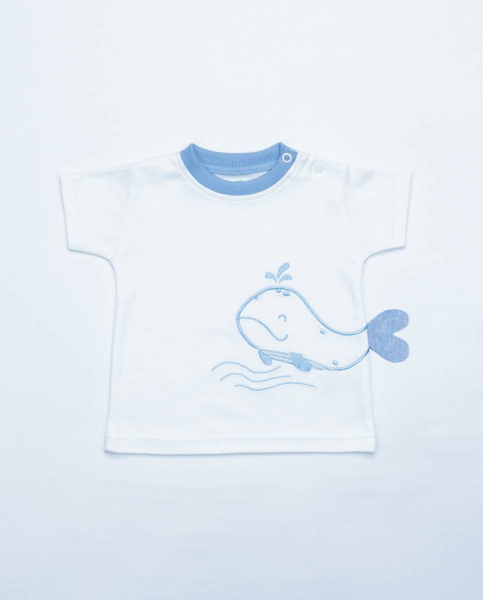 Conjunto de t-shirt em algodão e calças em felpa FS Baby Azul-2