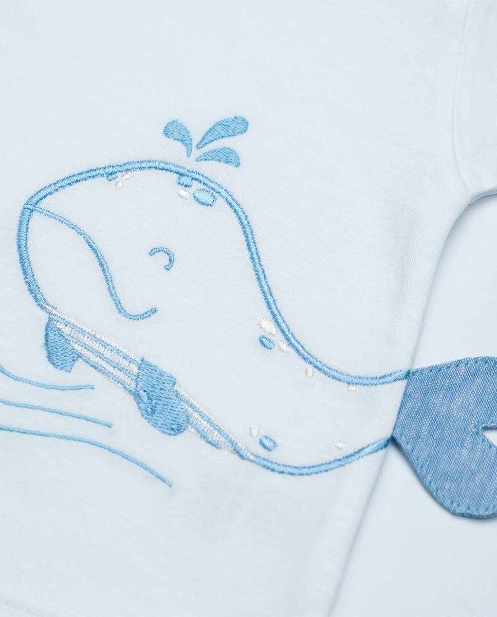 Conjunto de t-shirt em algodão e calças em felpa FS Baby Azul-3
