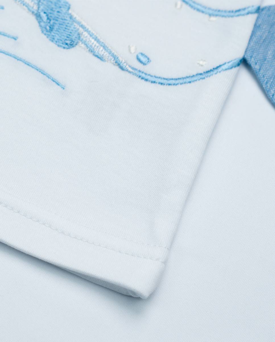 Conjunto de t-shirt em algodão e calças em felpa FS Baby Azul-4