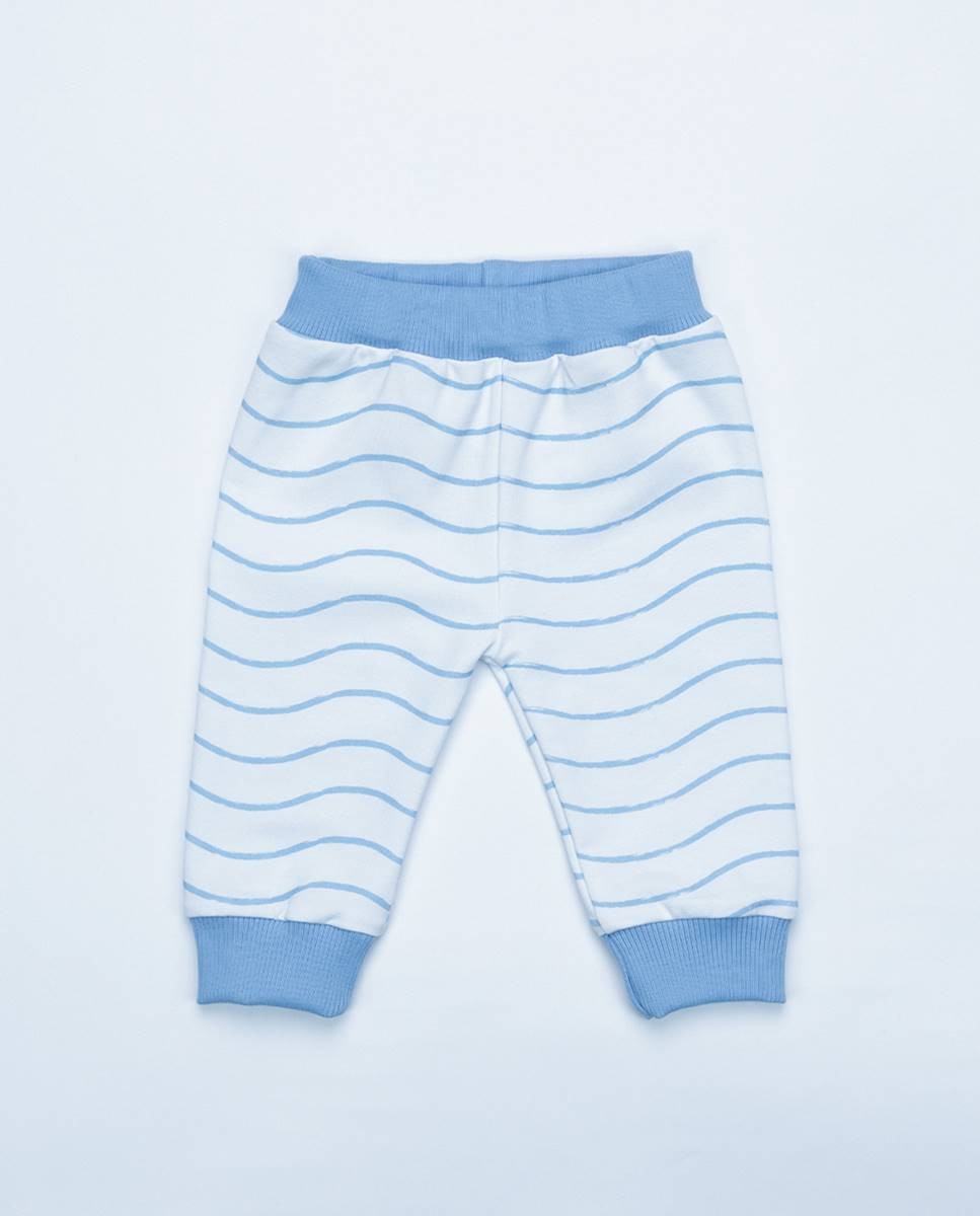 Conjunto de t-shirt em algodão e calças em felpa FS Baby Azul-5