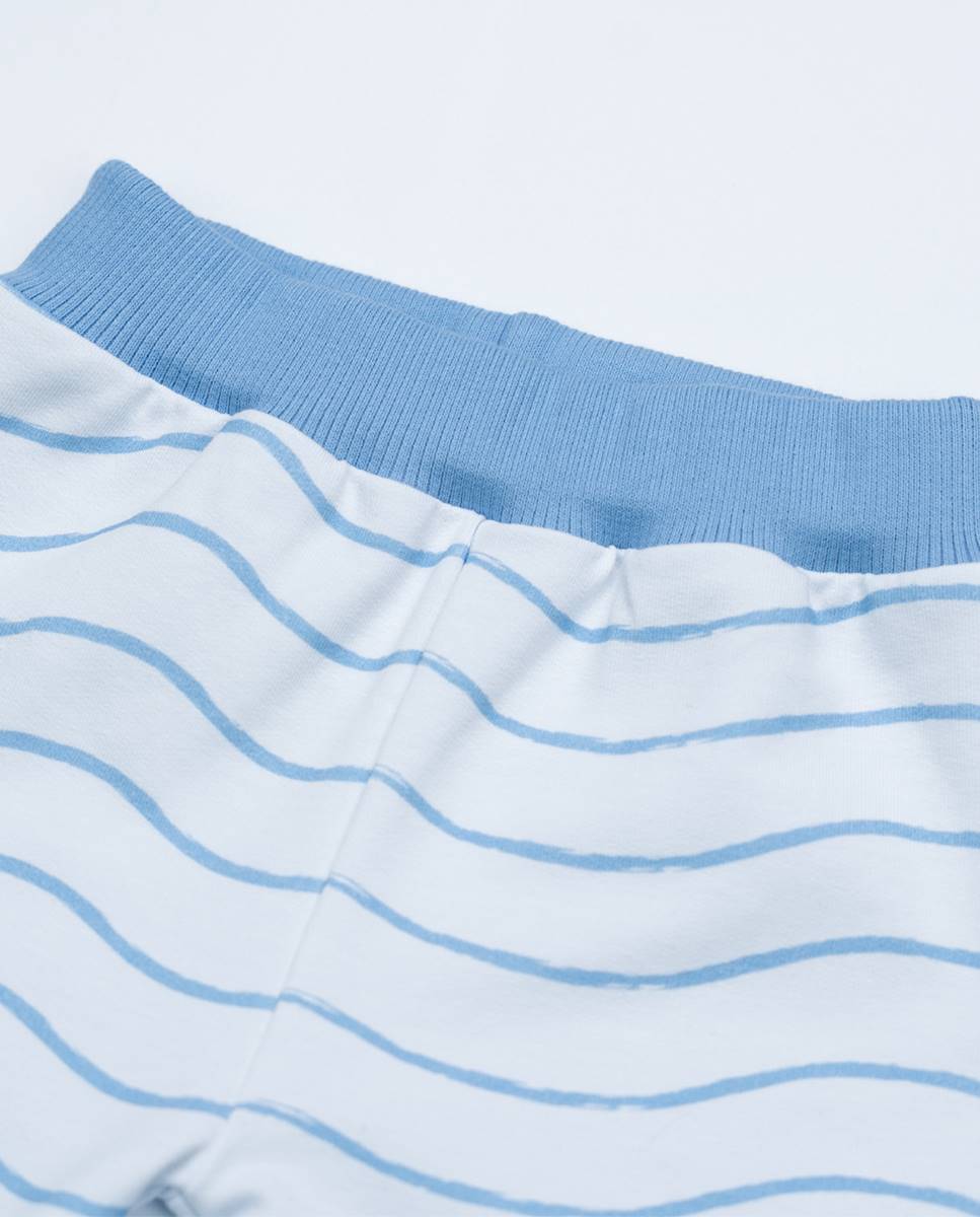 Conjunto de t-shirt em algodão e calças em felpa FS Baby Azul-6