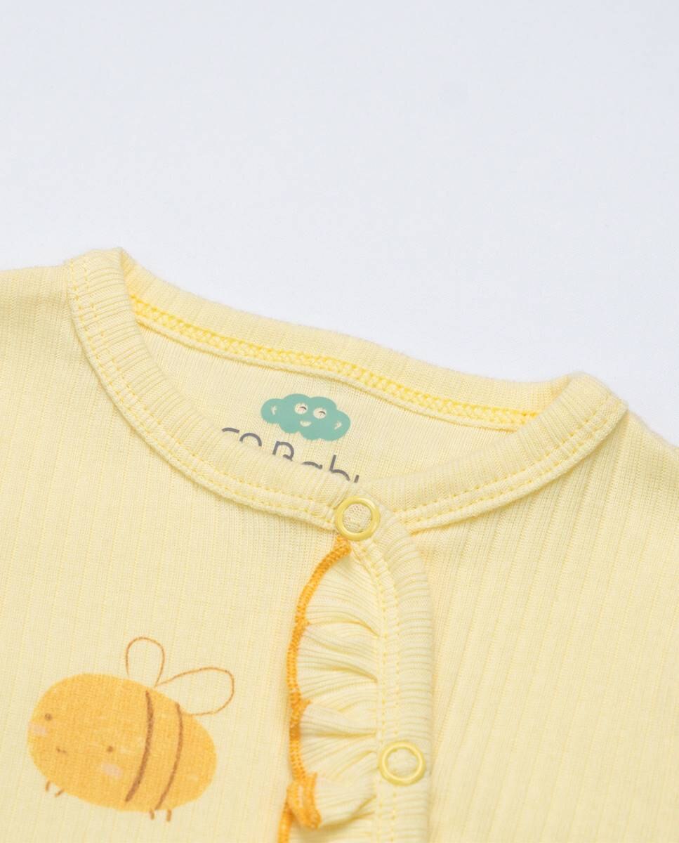 Babygrow em algodão canelado FS Baby Amarelo-2