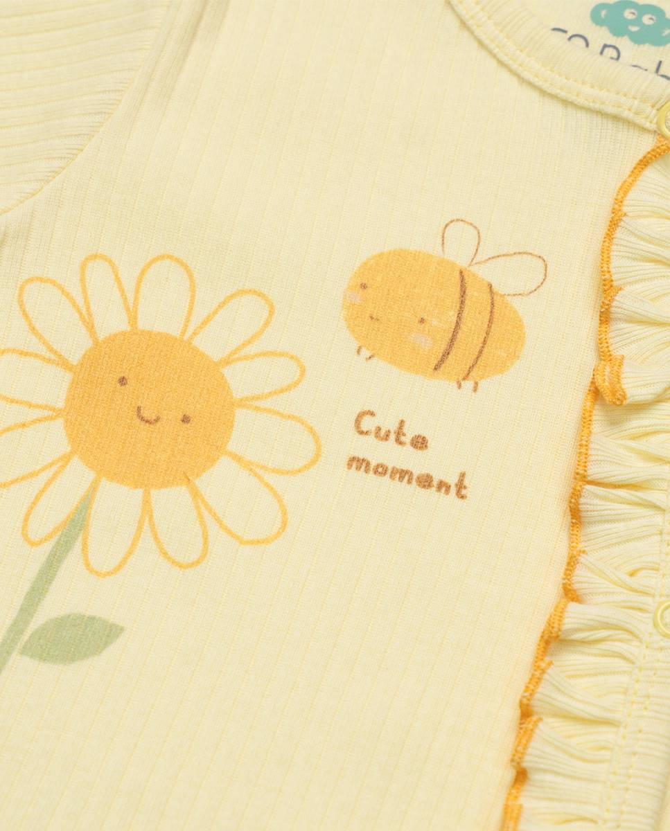 Babygrow em algodão canelado FS Baby Amarelo-3