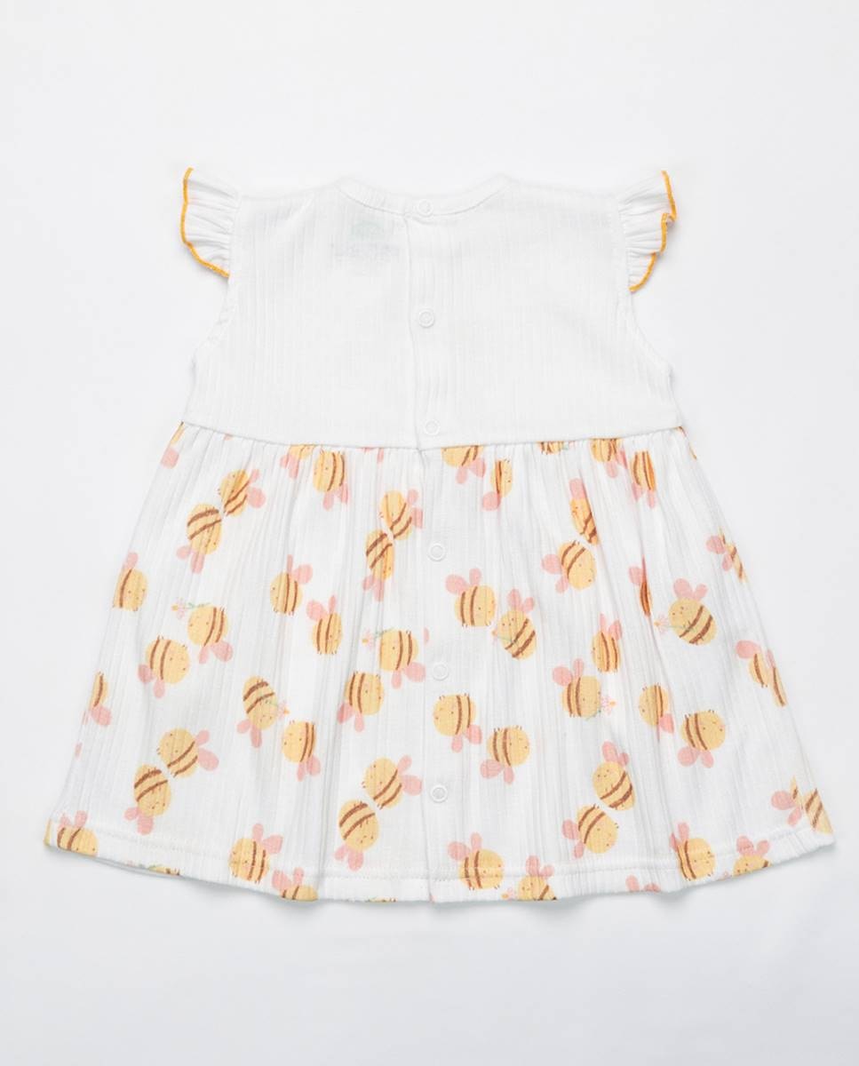 Vestido em algodão canelado FS Baby Amarelo-6