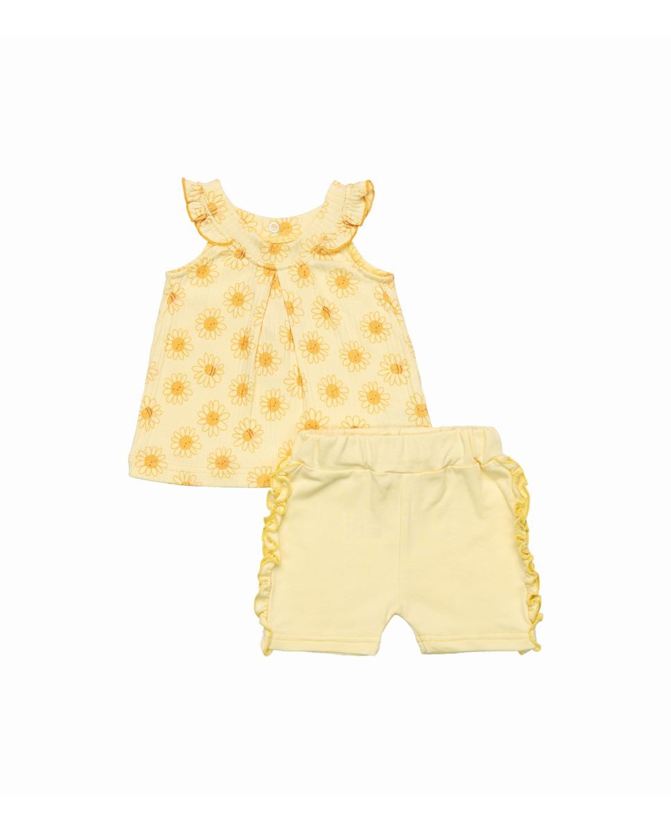 Imagem 0 de Conjunto de t-shirt em algodão canelado e calções em felpa