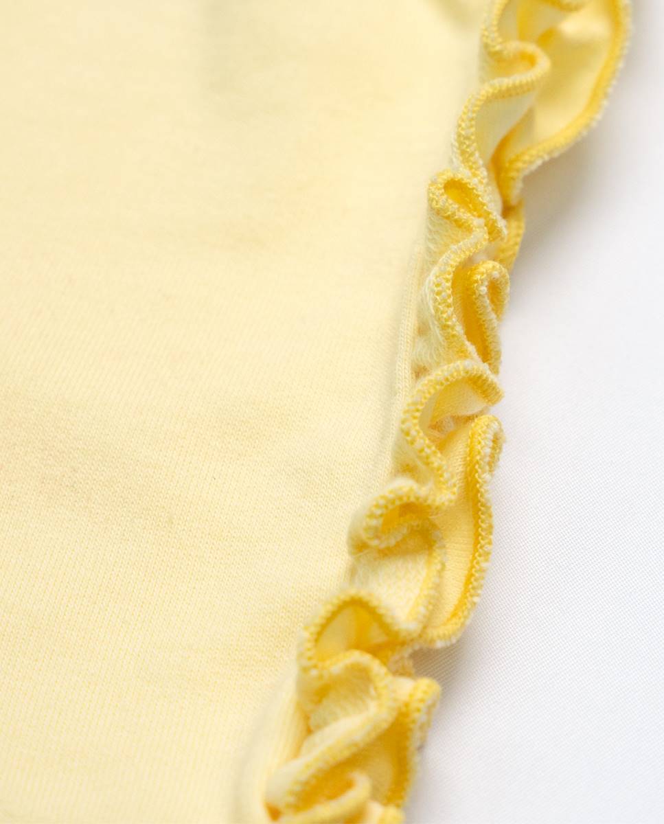 Conjunto de t-shirt em algodão canelado e calções em felpa FS Baby Amarelo-6