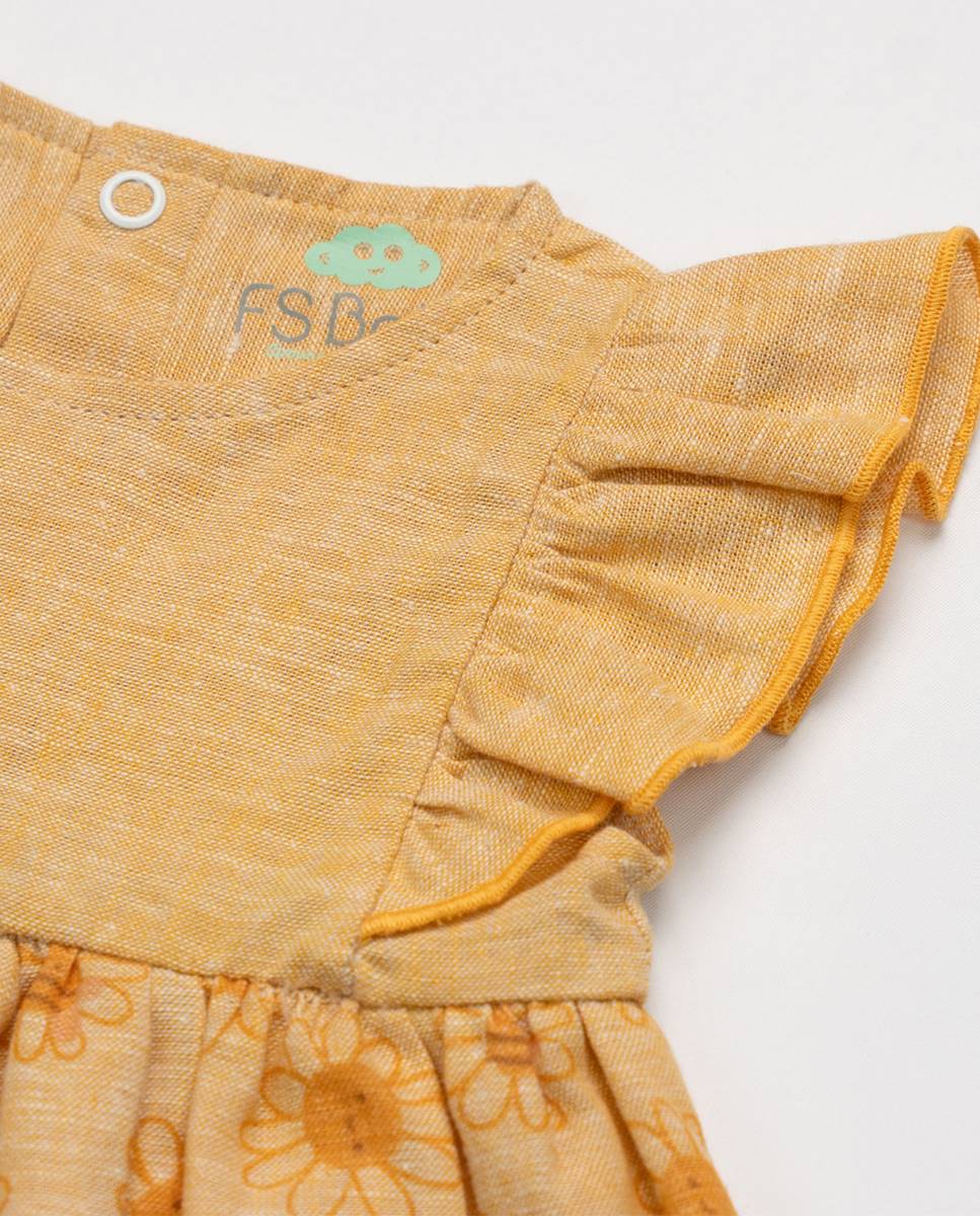 Vestido em linho FS Baby Amarelo-4