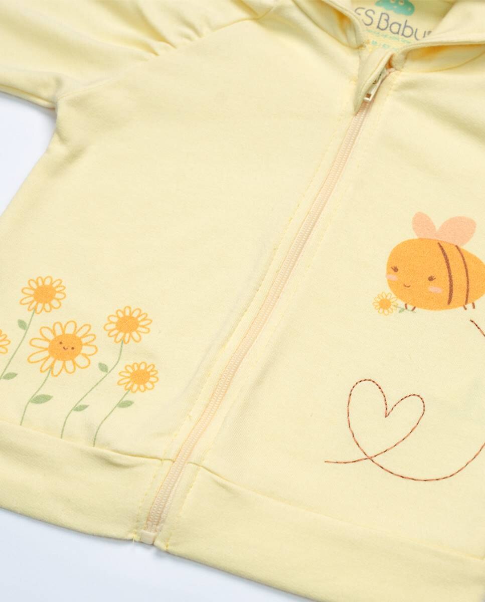 Casaco em felpa com fecho e capuz FS Baby Amarelo-3