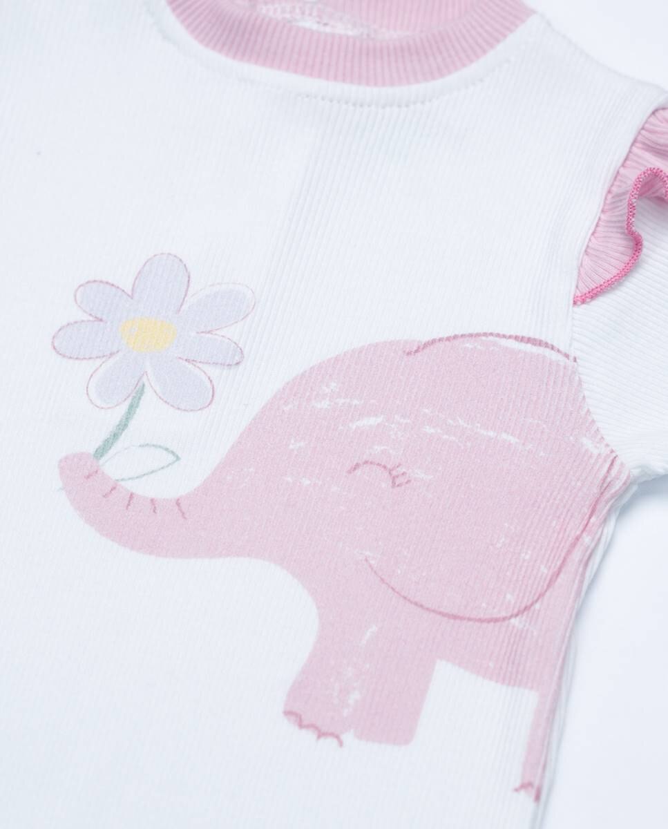 Babygrow em algodão canelado FS Baby Rosa-3