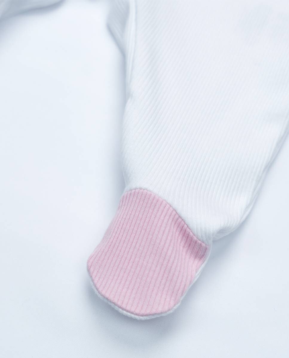 Babygrow em algodão canelado FS Baby Rosa-4