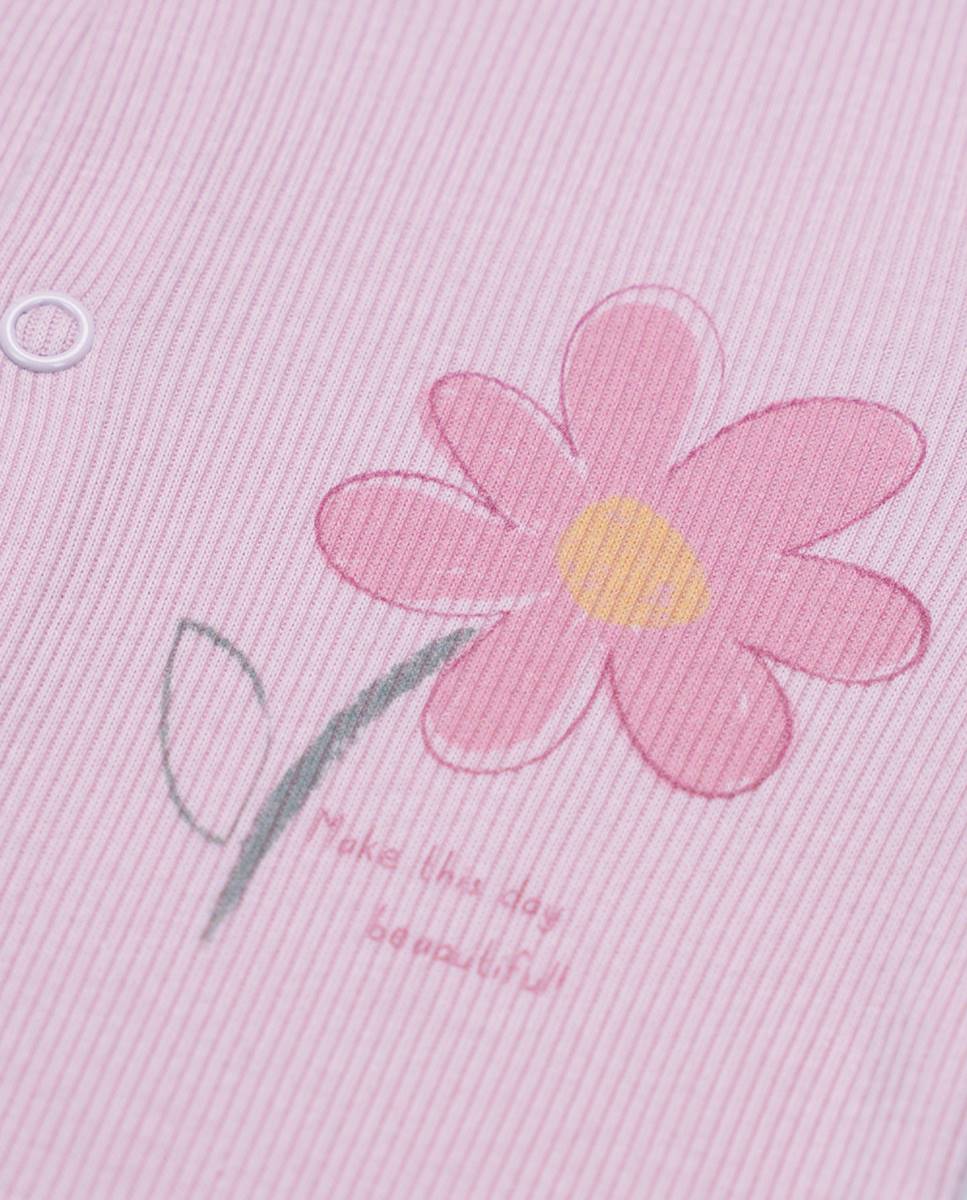 Babygrow em algodão canelado FS Baby Rosa-3