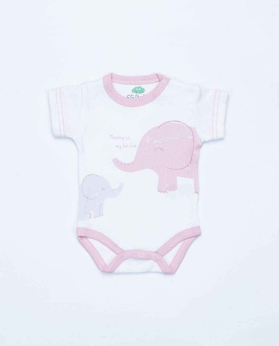 Conjunto de 2 bodies em algodão canelado FS Baby Rosa-2