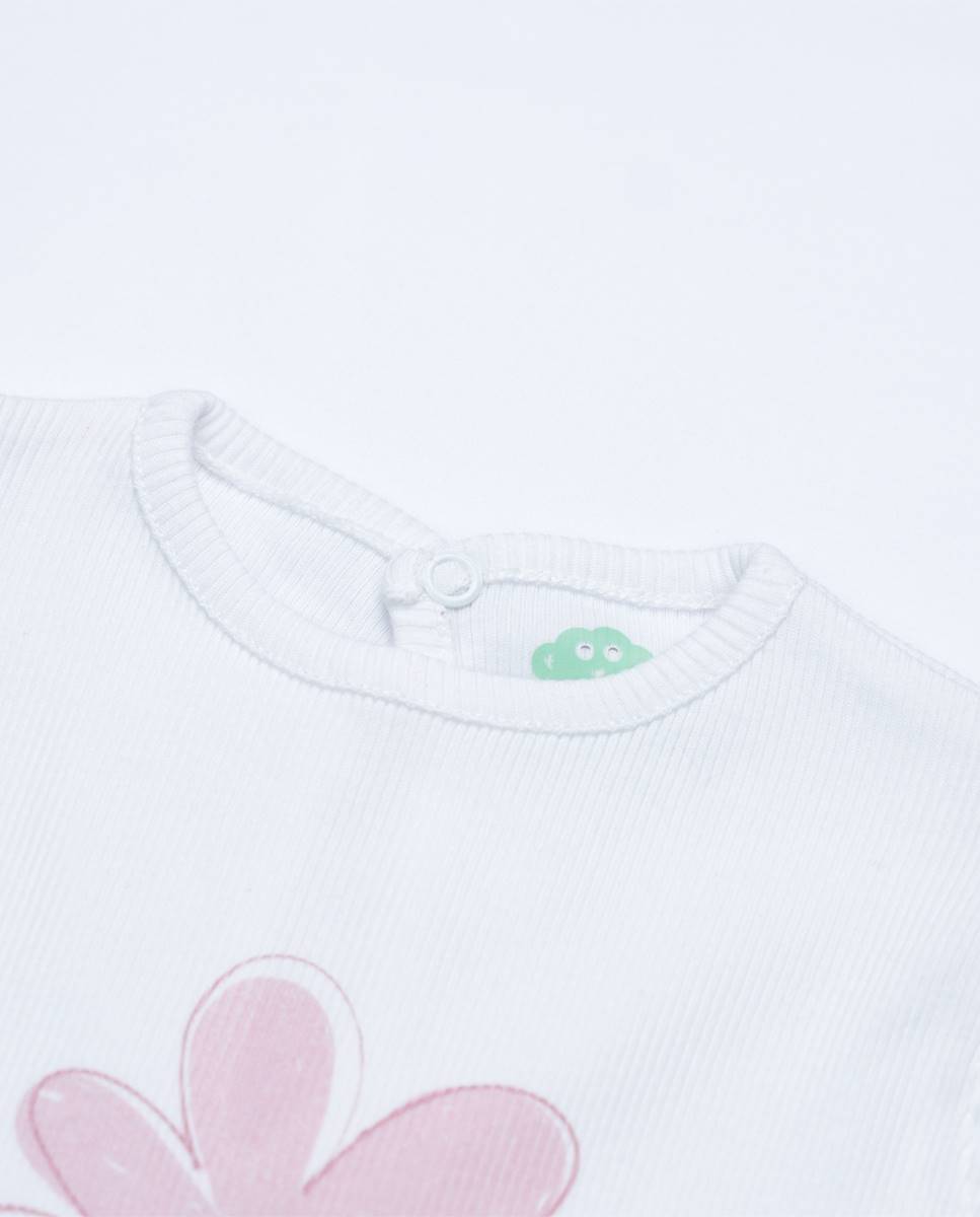 Conjunto de t-shirt e leggings em algodão canelado FS Baby Verde-menta-3
