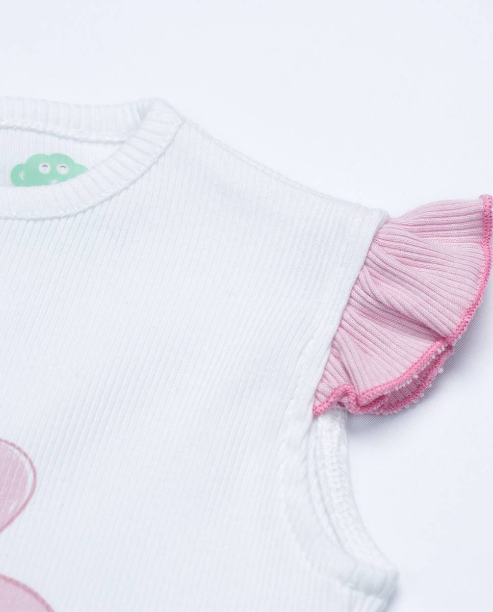 Conjunto de t-shirt e leggings em algodão canelado FS Baby Verde-menta-5