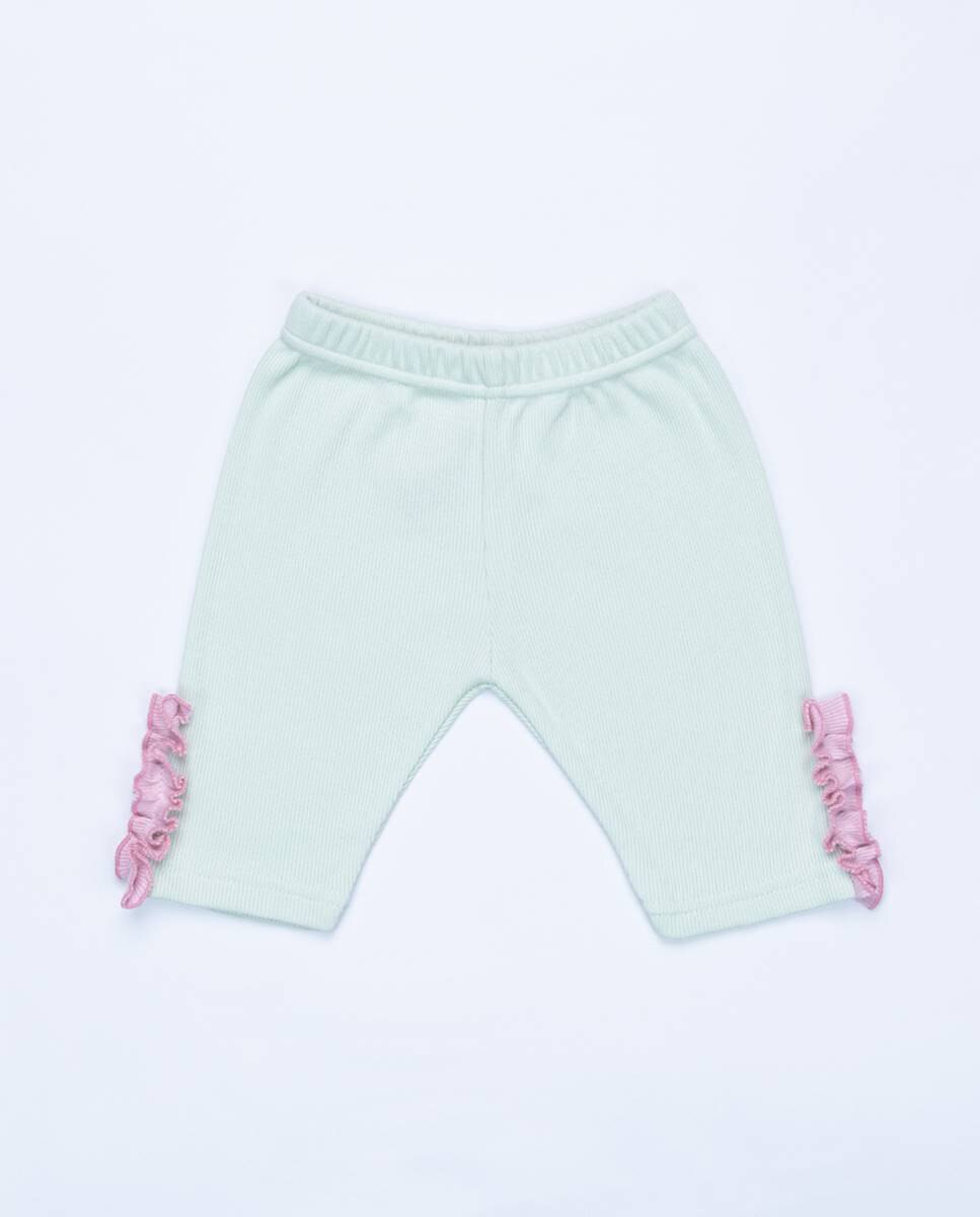 Conjunto de t-shirt e leggings em algodão canelado FS Baby Verde-menta-6