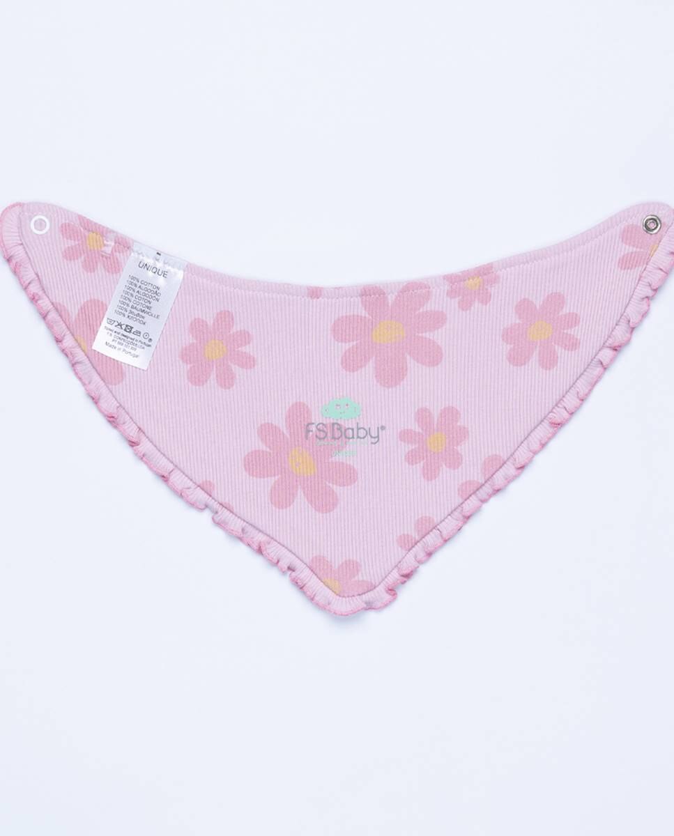 Babete lenço em algodão canelado FS Baby Rosa-4