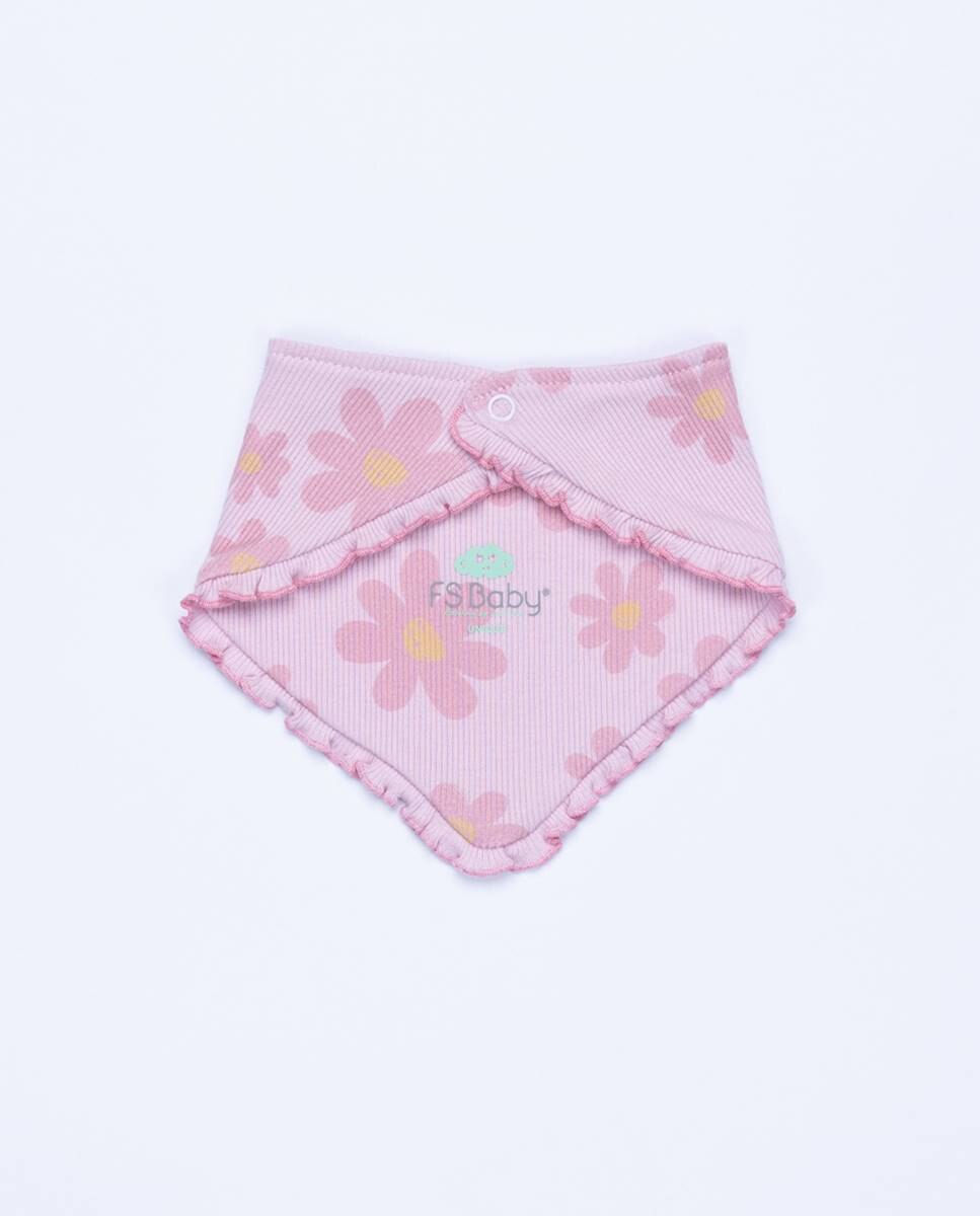 Babete lenço em algodão canelado FS Baby Rosa-5