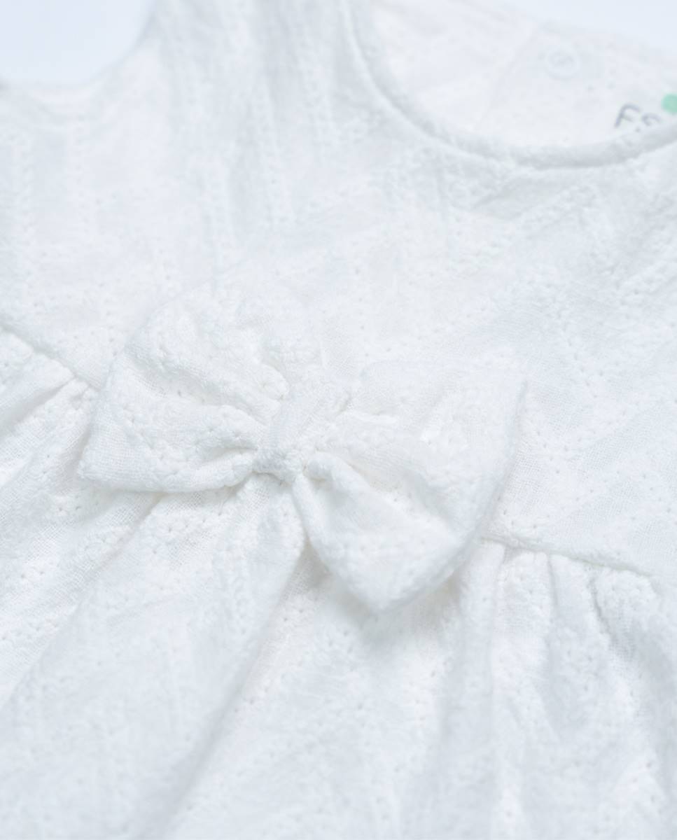 Vestido em tecido bordado FS Baby Branco-3