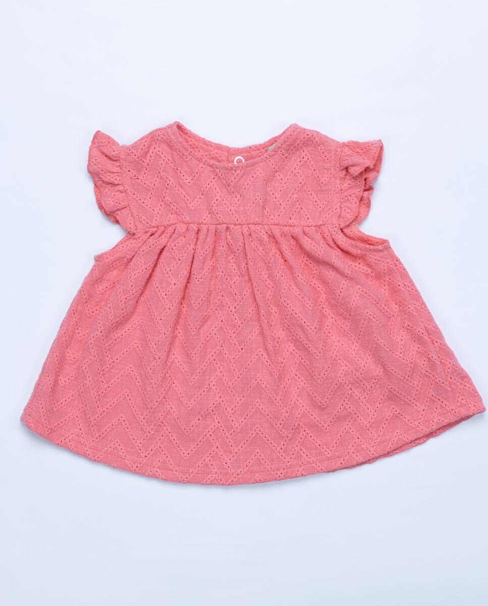 Conjunto de vestido e calções em tecido bordado FS Baby Coral-2