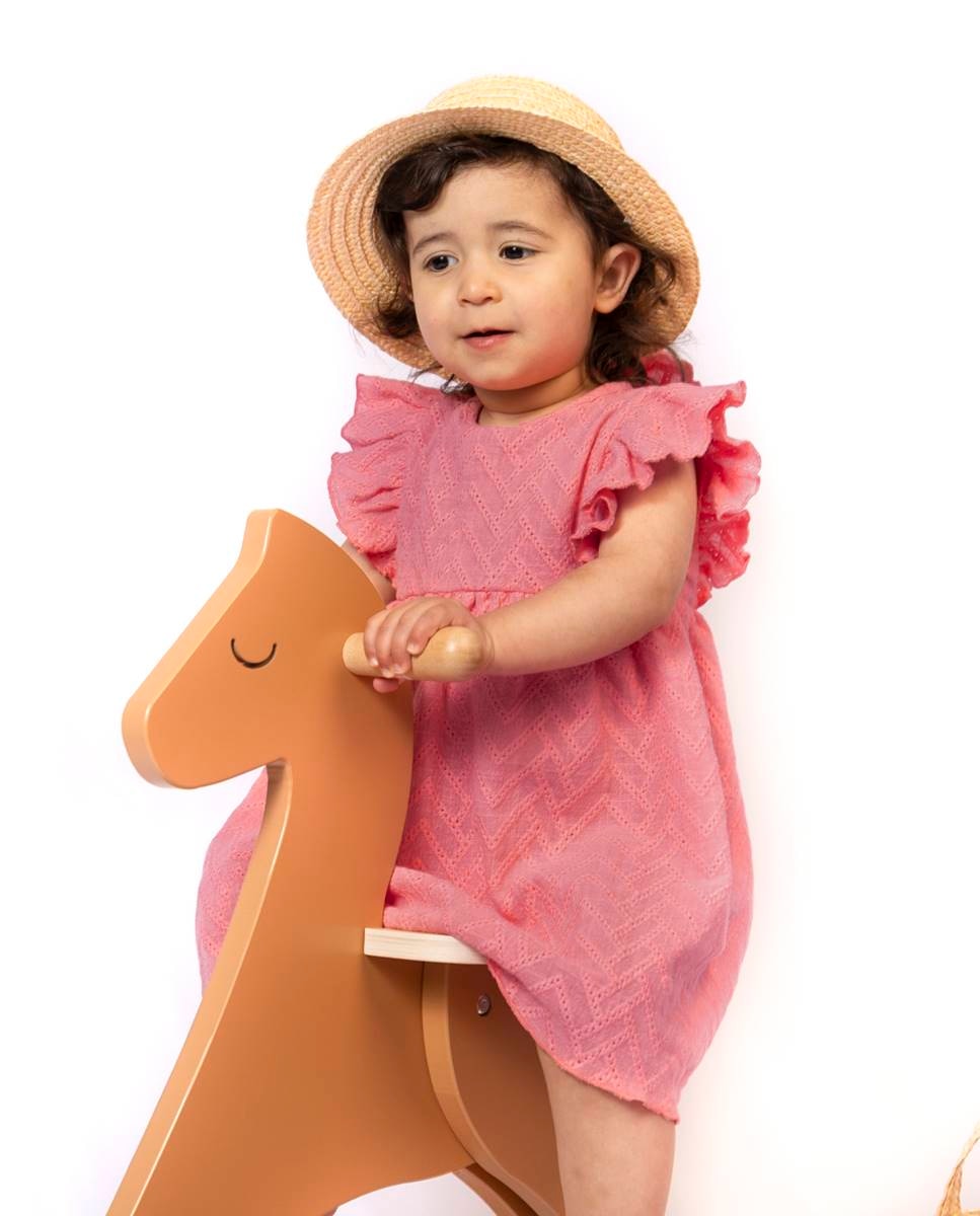 Vestido em tecido bordado FS Baby Coral-2