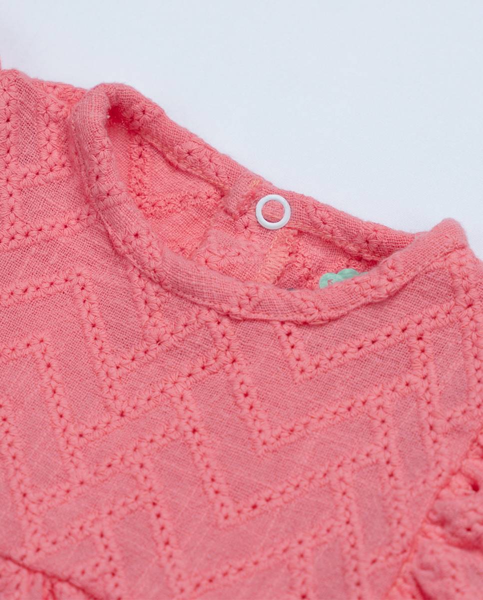 Vestido em tecido bordado FS Baby Coral-3