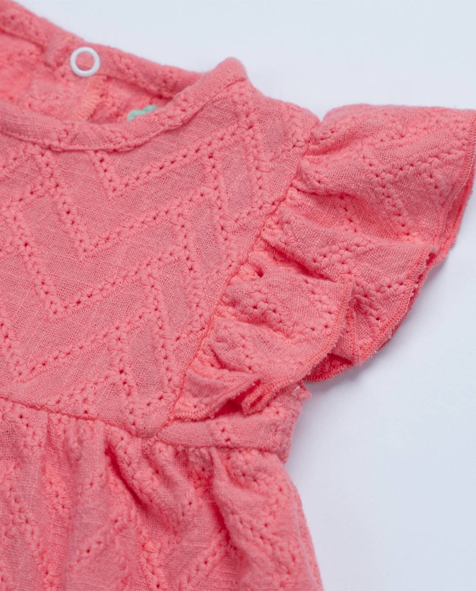 Vestido em tecido bordado FS Baby Coral-5