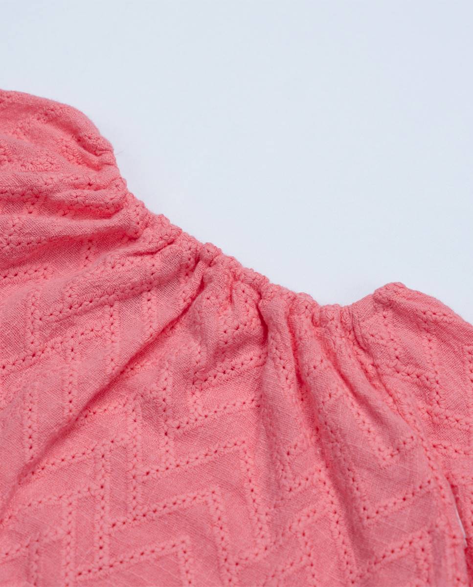 Conjunto de camisola e calças em tecido bordado FS Baby Coral-3