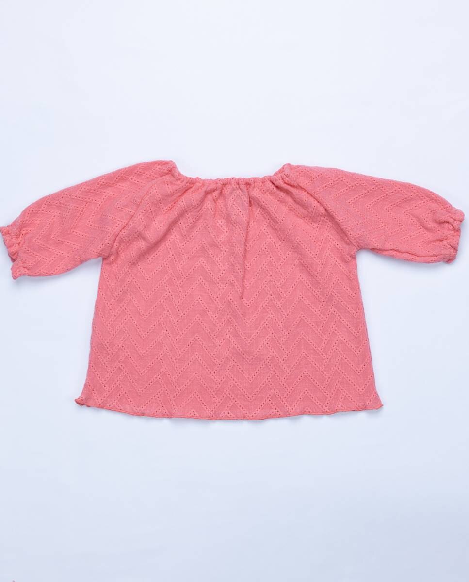 Conjunto de camisola e calças em tecido bordado FS Baby Coral-5