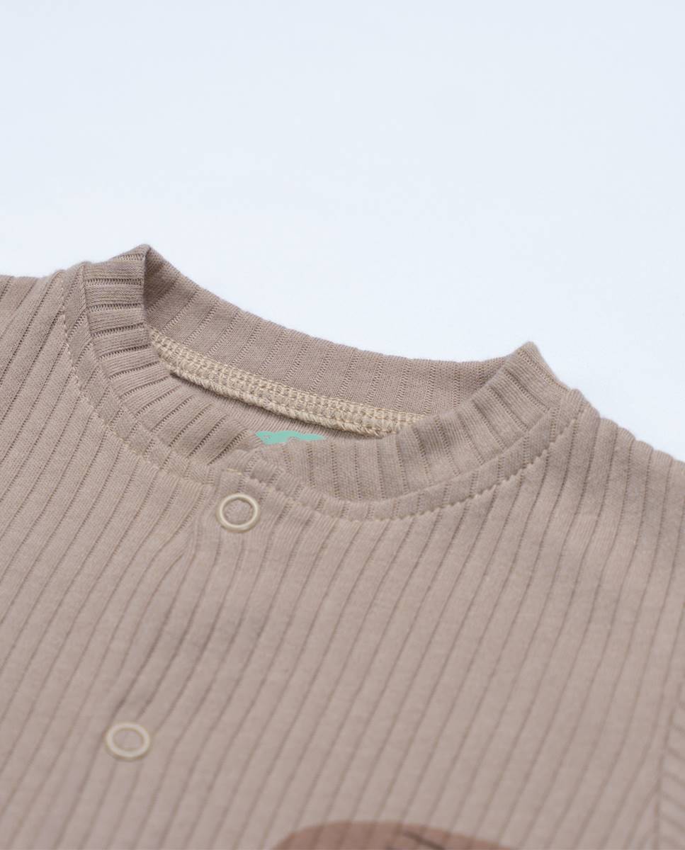 Babygrow em algodão canelado FS Baby Taupe-2