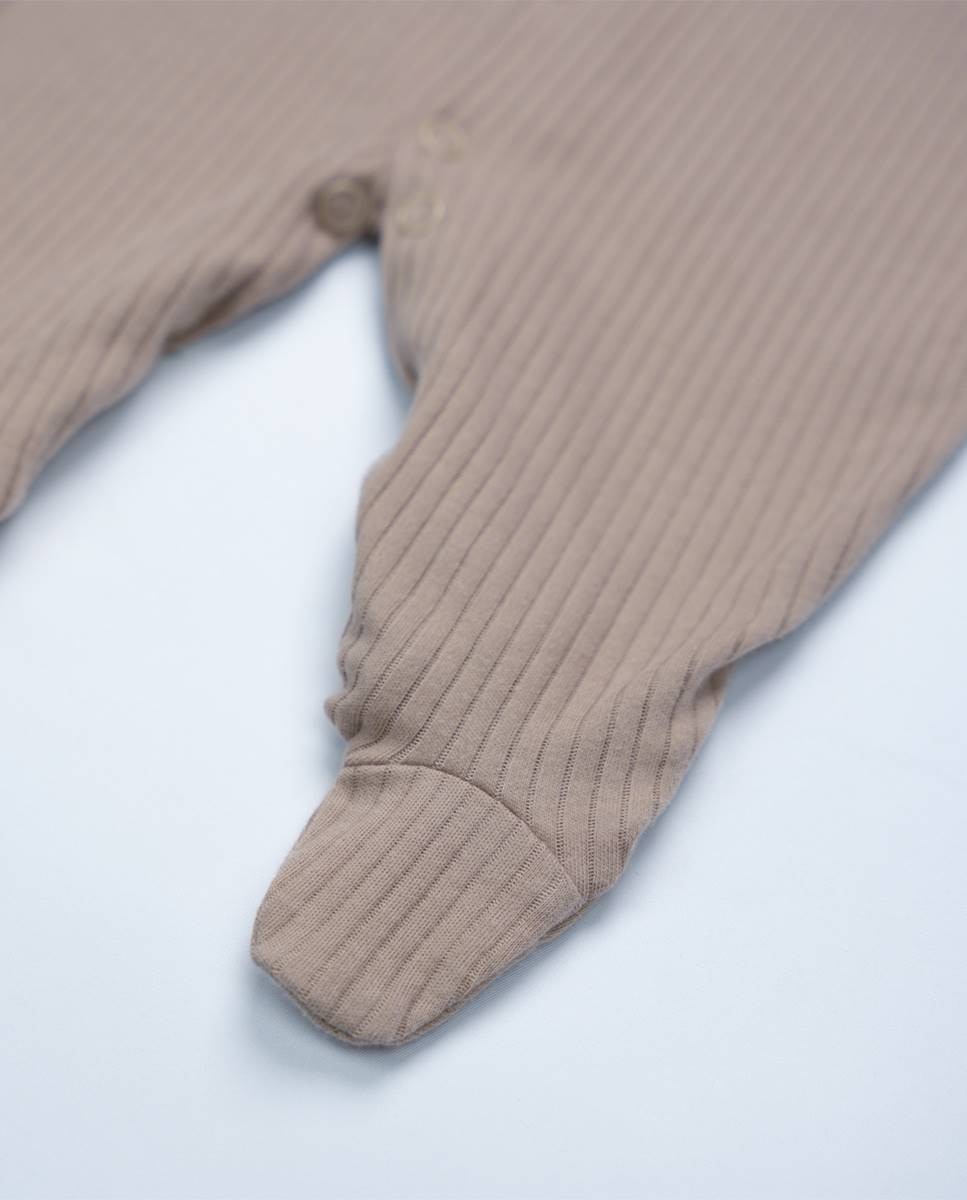 Babygrow em algodão canelado FS Baby Taupe-4