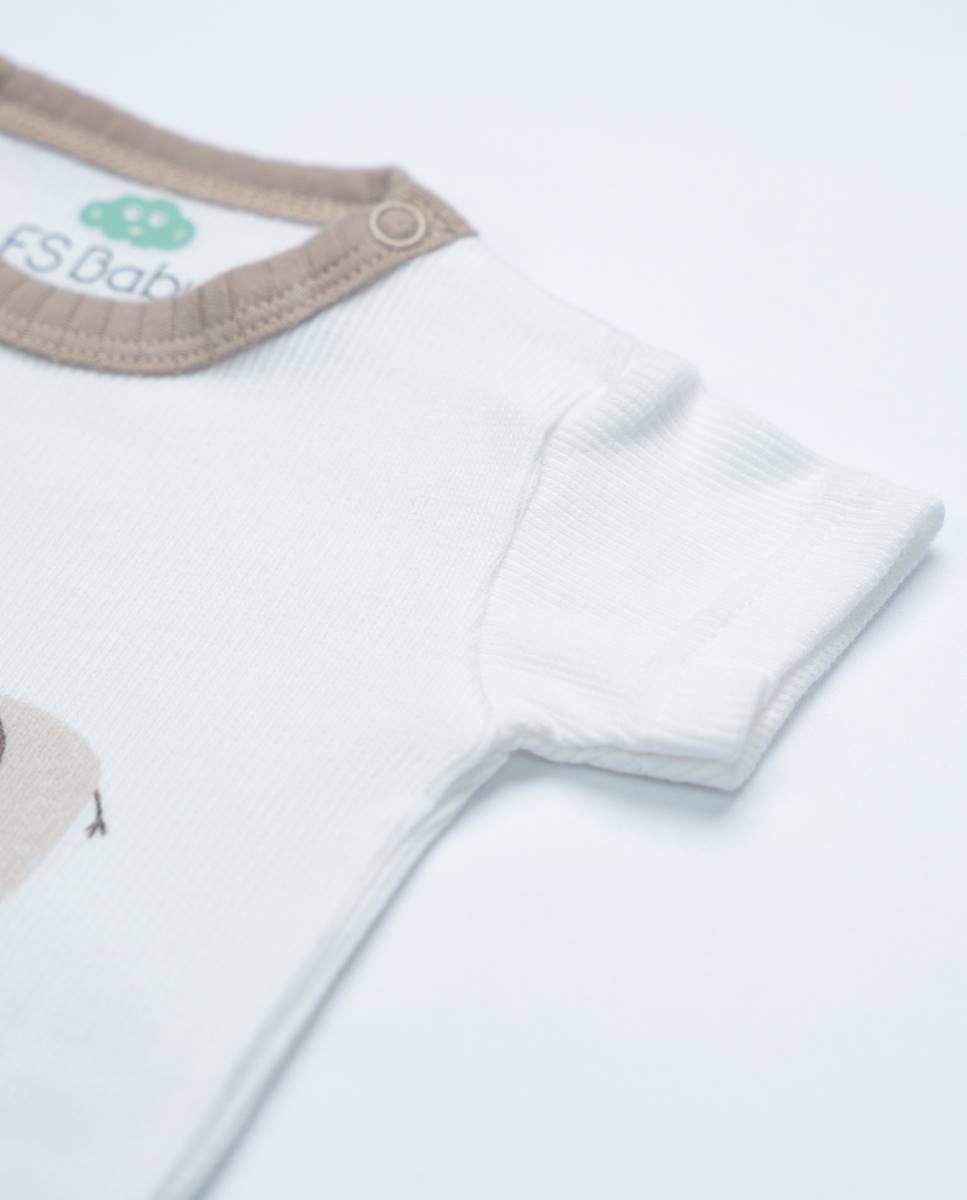 Body em algodão canelado FS Baby Bege-5