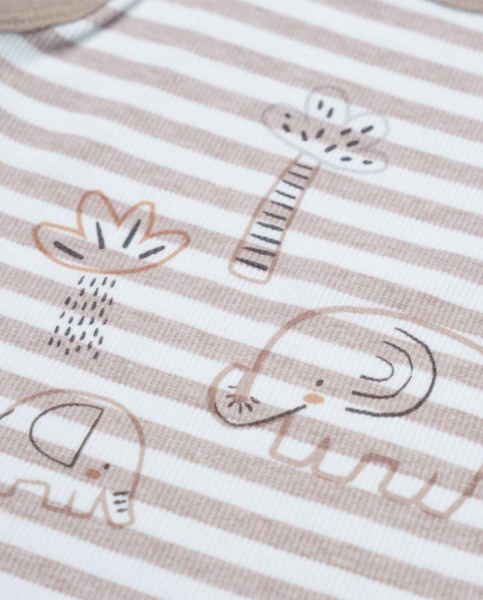 Conjunto de t-shirt e calções em algodão canelado FS Baby Taupe-3