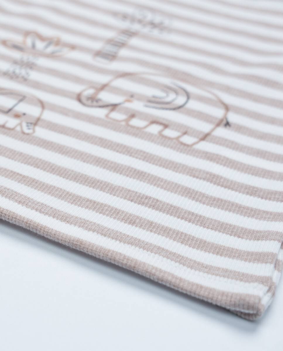 Conjunto de t-shirt e calções em algodão canelado FS Baby Taupe-4