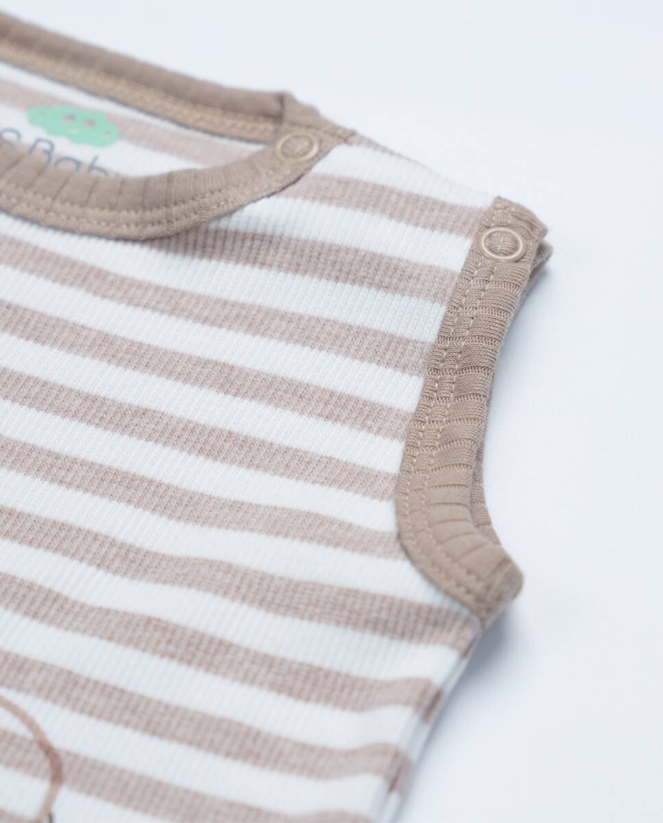 Conjunto de t-shirt e calções em algodão canelado FS Baby Taupe-5