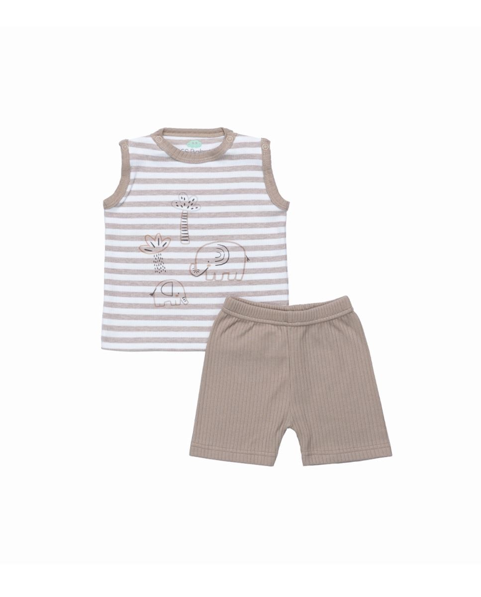 Imagem 0 de Conjunto de t-shirt e calções em algodão canelado